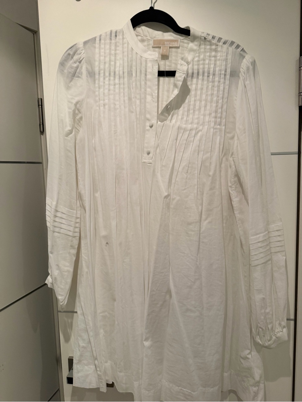 Michael Kors White Pintuck Button-Front Blouse